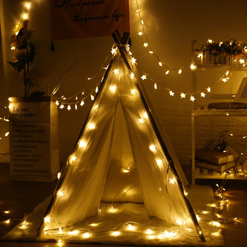

2/3M Small Star Warm Christmas Tree Fairy Light Led String Wedding Garland for Home New Year Christmas Decorations Battery Power