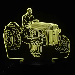 Новое поступление привод трактор 3D иллюзия Лампа 7 цветов изменить сенсорный домашний декор креативный подарок Usb светодиодный автомобиль
