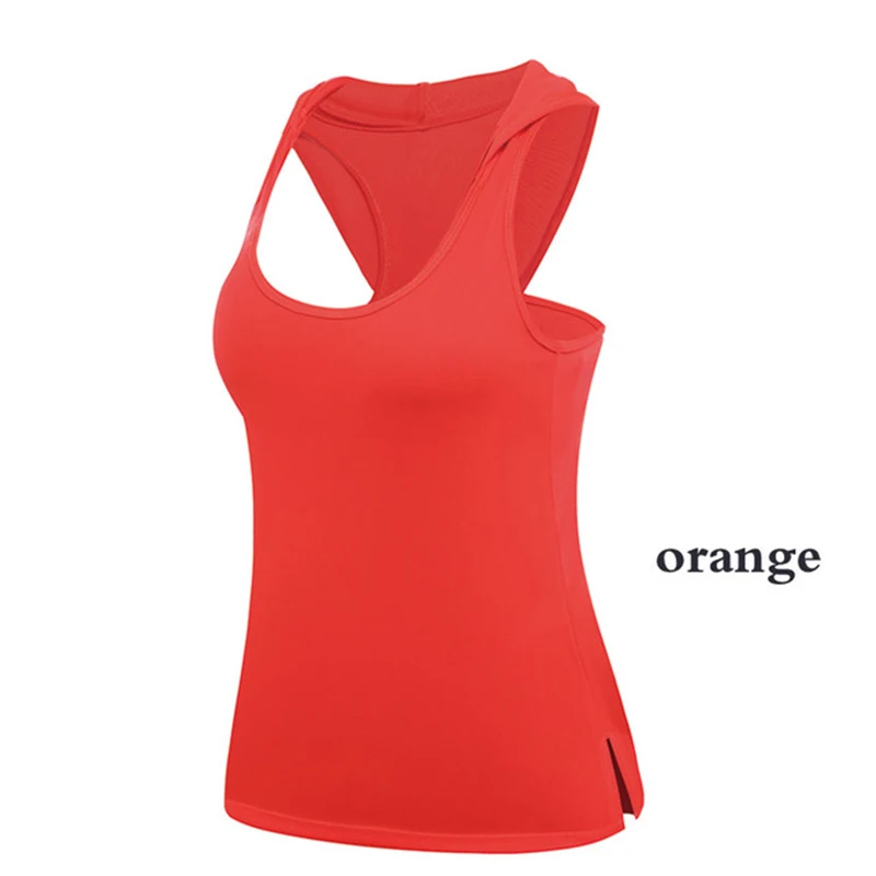 Женские рубашки для йоги, топы без рукавов, Спортивная майка для бега, быстросохнущие топы для спортзала, фитнеса, эластичные дышащие топы BX103 - Цвет: Orange