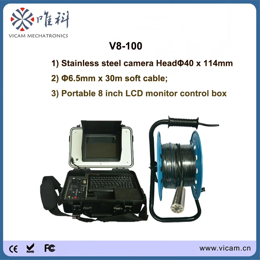 

VICAM borewell inspection camera for depth 30 meters underwater submerse (30m flexible soft cable)