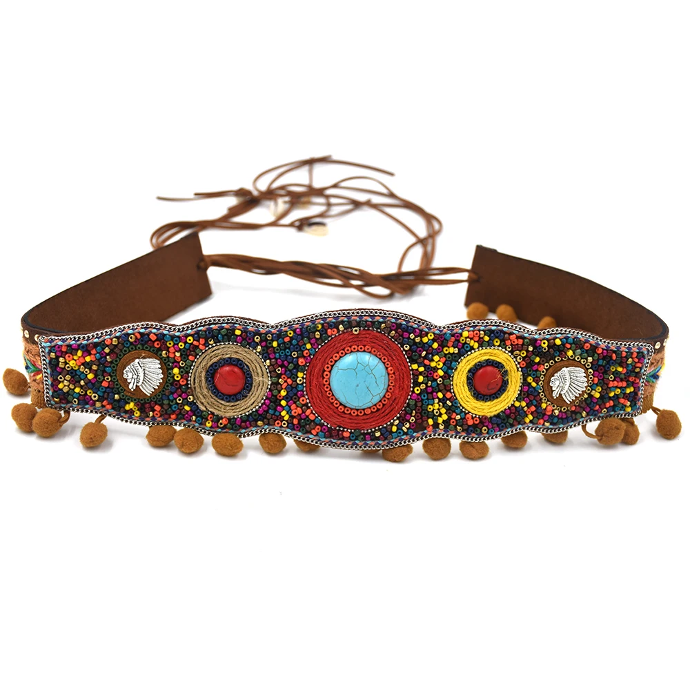 Gypsy Hippie Boho Turkish Bohemian Shimmy fashion style Belt Dance Body Chain Ethnic sash belt dresse Retro black leather belt