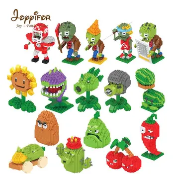 

Hot Game Plants Zombies Fruit Mini Bricks Red Pepper Stone man Cannibal Flower DIY Diamond Building Blocks Toys For Children Kid