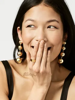 

Triple Ball Drop Earring Gold Silver GUnblack Crispin Drop Earrings Bead Ball Dangle Les Bon Bon Earrings E17062202