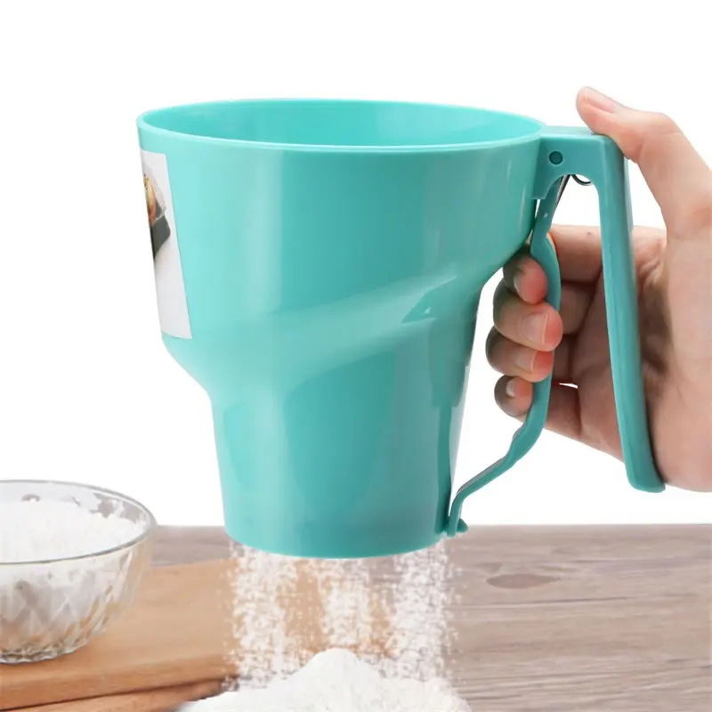 

Plastic Funnel Shape 3 Cup Flour Sifter Strainer Fine Mesh Sieve Icing Sugar Powder Sieve Kitchen Tools Baking Pastry Supplies