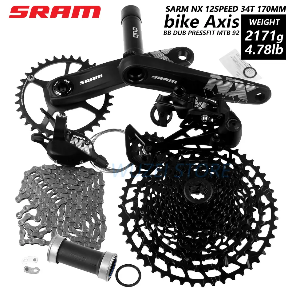 SRAM NX EAGLE 1x12s 11-50T набор скоростей DUB 170/175 мм задний переключатель триггерный переключатель передач кассета с цепью звездочки - Цвет: 34T 170 BB 92 Nobox