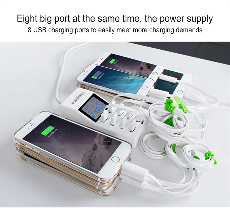 QC 3.0 Smart Charger Dock Station Charging Station Hub with LED Current Display Mobile Phone Charger(11)