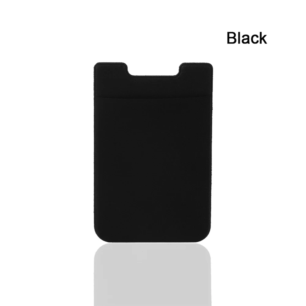 Эластичная лайкра Чехол-бумажник для сотового телефона Кредитная карта ID держатель для карт карман наклеить клейкую ленту 3м черный/серый/розовый/золотой - Цвет: Черный