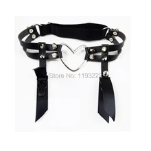 Каваи Лолита панк Рок Большая большая подвязка с сердцем пояс ручной работы с двойным рядом заклепок кружева ленты пули ноги кольцо носок подтяжки