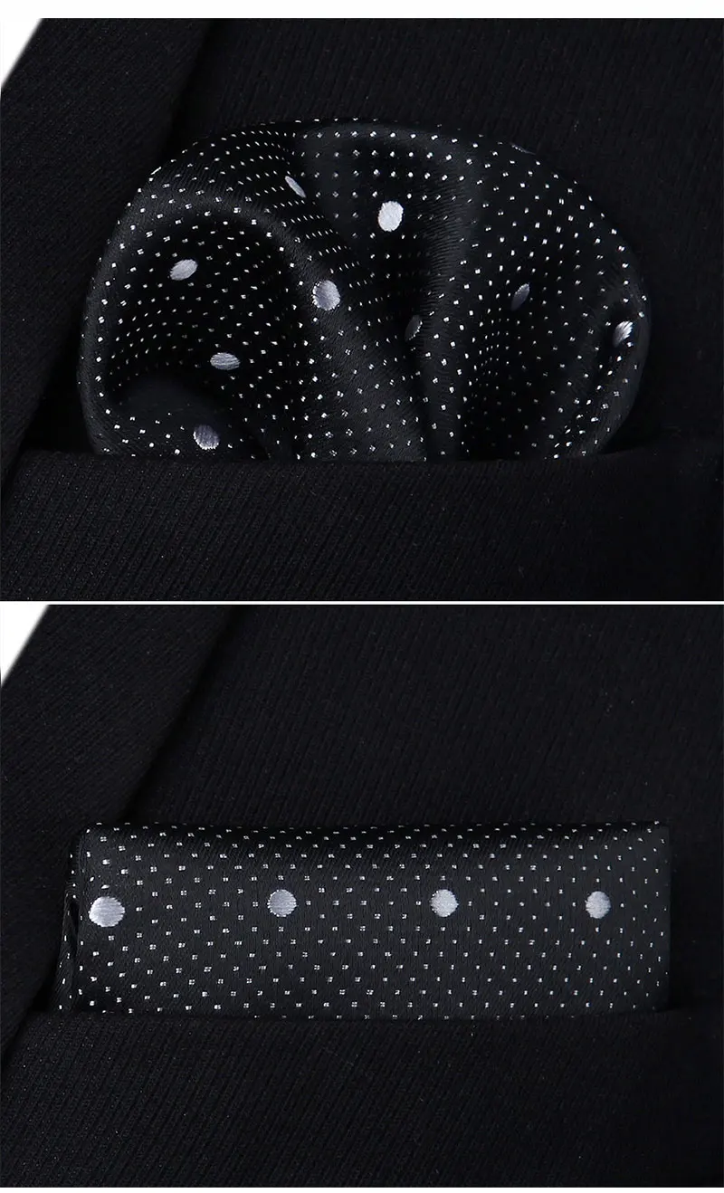 Td608l8s черный whitepolka Dot 3." Шелковый Галстук свадьбу платок Набор Тканые Классический Для мужчин галстук