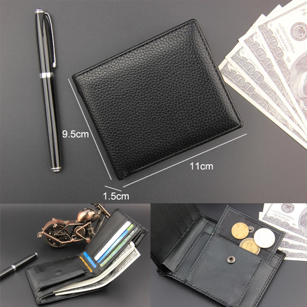 Портативный классический двойной кошелек из искусственной кожи с карманом для монет, держатель для карт, повседневный подарок, тонкий Простой Практичный мужской кошелек