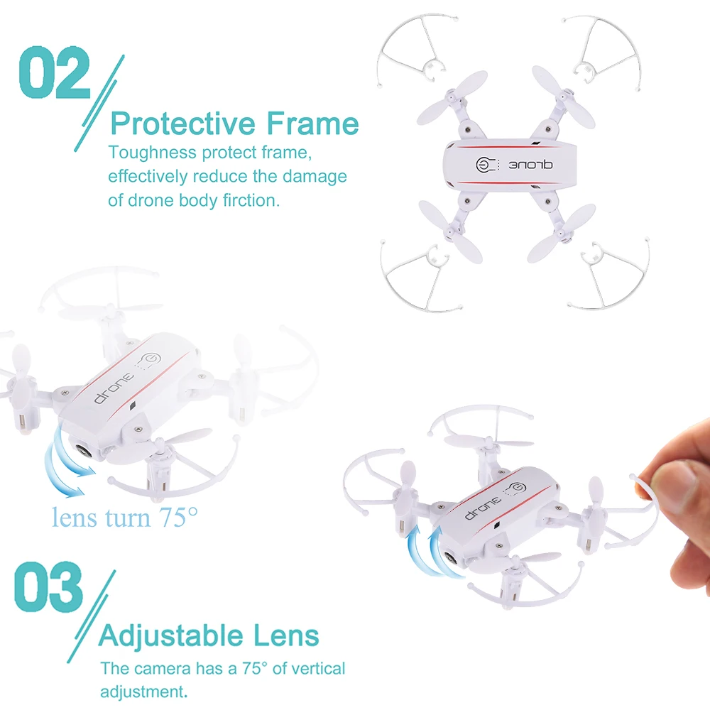 Linxtech IN1601 720P Wifi FPV Cute Selfie Mini Drone with Camera Helicopter Altitude Hold RC Drone Quadcopter Foldable Dron (4)