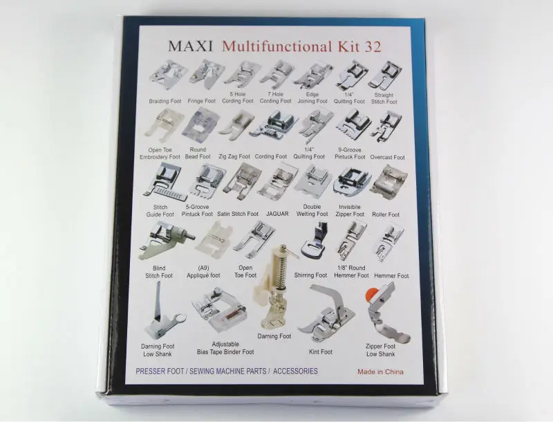 

MAX1 MULTIFUNCTIONAL KIT 32 PRESSOR FOOT FOR DOMESTIC MACHINE