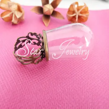 

18*30mm Bell style glass bubble bottle+18mm pad bronze plated ring setting