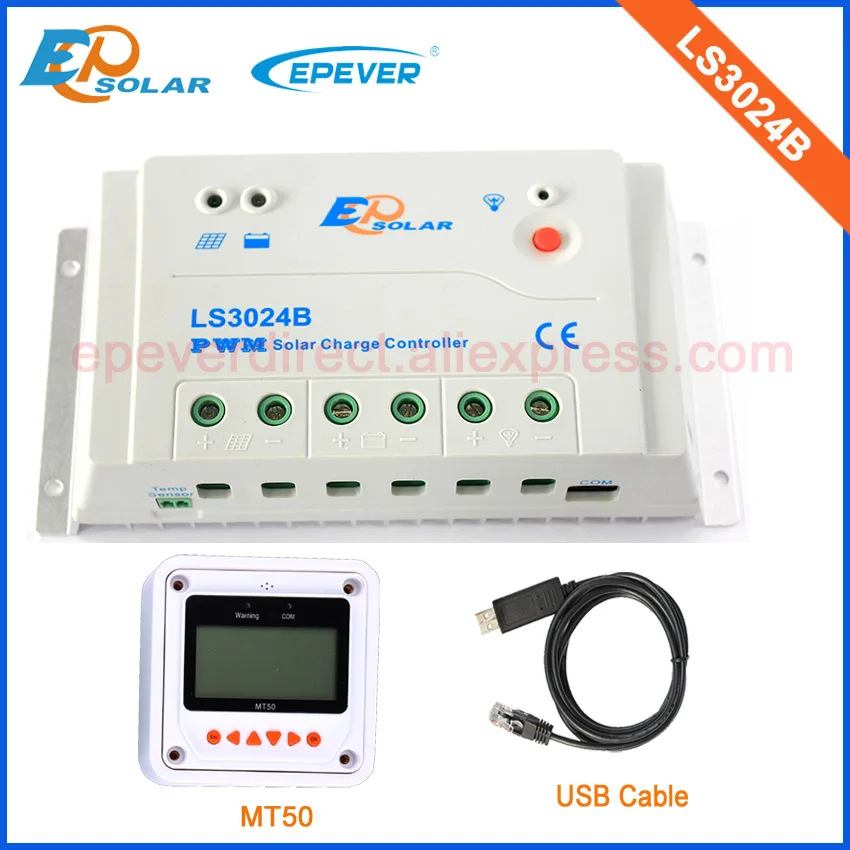 

LS3024B 30A 30amp controller free shipping with white MT50 remote meter and USB cable solar panel regulator