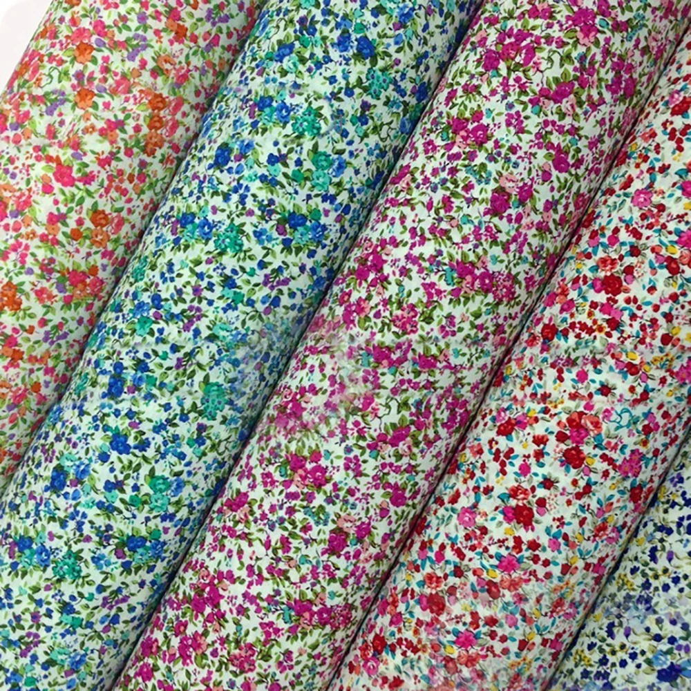 

Lychee Life 45cmx145cm Colorful Flower Printed Cotton Fabric High Quality Synthetic Leather DIY Material For Handbag Garments