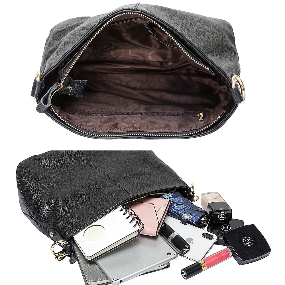 Zency натуральная кожа качество А+ женская сумка через плечо модная черная сумка-мессенджер через плечо Сумочка Дамская вместительная серая сумка-тоут сумки