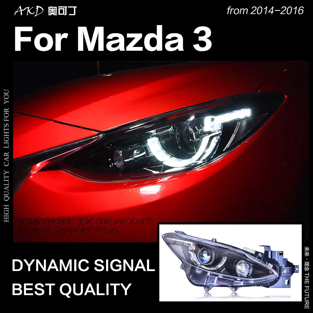 АКД стайлинга автомобилей для Mazda 3 Axela светодиодный фар- Новинка Mazda3 светодиодный DRL HID фара ангельский глаз Bi Xenon аксессуары
