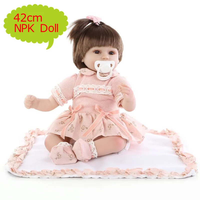 

17" NPK Bebe Reborn Silicone Doll Vivid Kawaii Little Girl Wears Pink Fashion Dress Baby Kids Toys Birthday Gifts For Children