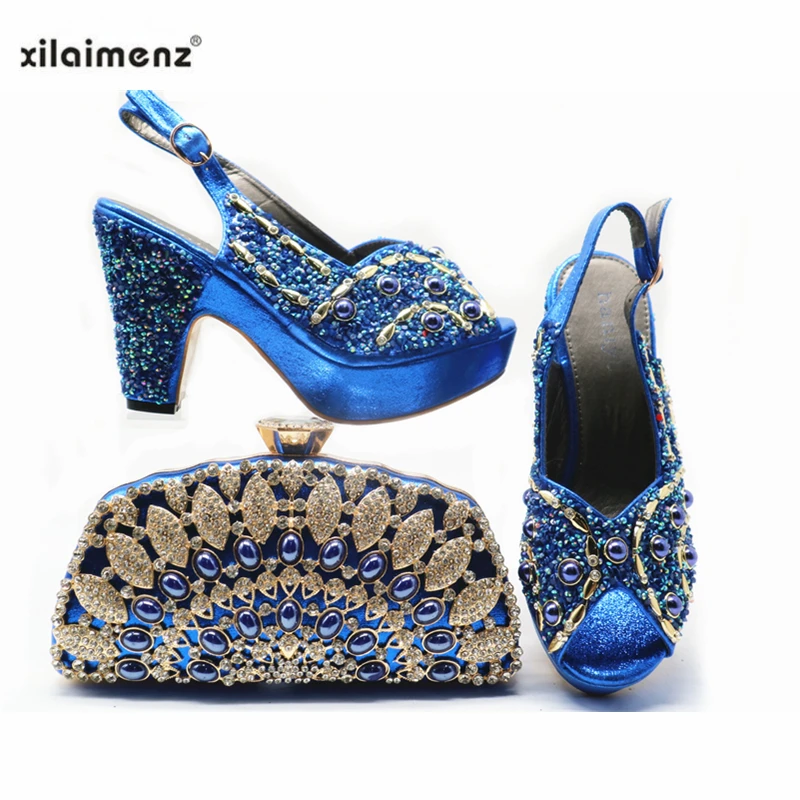 Новинка элегантный комплект из туфель и сумочки золотого цвета в африканском