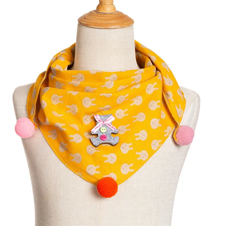 Новинка; осенне-зимний треугольный шарф для маленьких девочек; однотонная Весенняя шаль для маленьких мальчиков; детский хлопковый шейный платок; теплый детский шейный платок - Цвет: bunny yellow