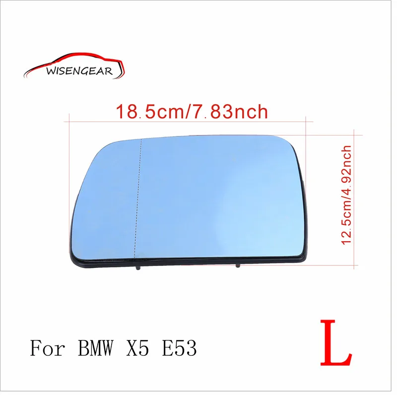 Left Side Heated Blue Tinted Side Mirror Glass and Backing Plate For BMW X5 E53 SUV Car Mirror