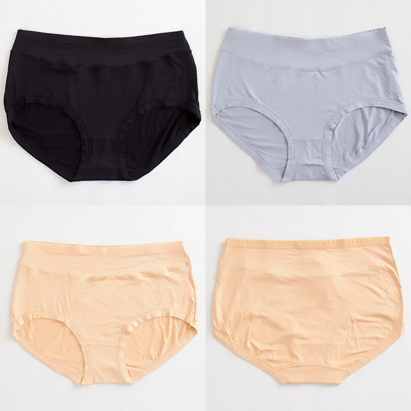 Queenral Cotton Panties Women Plus Size L XL XXL XXXL XXXXL Mid Waist Briefs Seamless Panties For Women Solid Lingerie  155