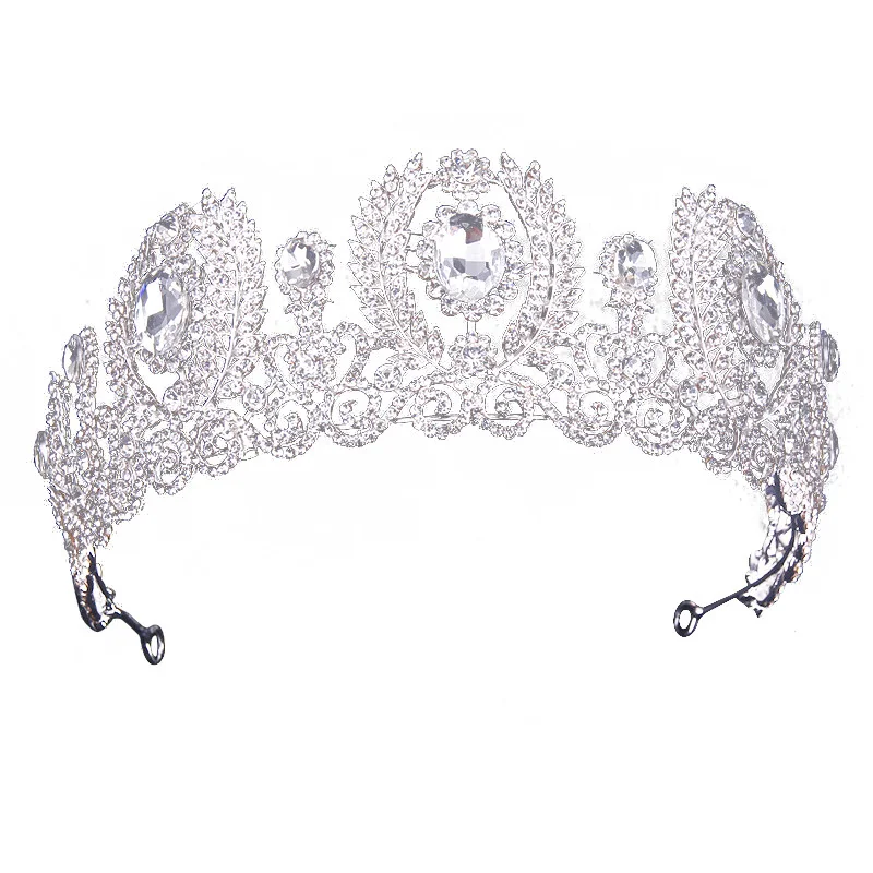 

Wedding Crown Queen Headband Rhinestone Big Flower Bridal Tiara Bride Bridal Hair Accessories Head Diadem Hair Jewelry