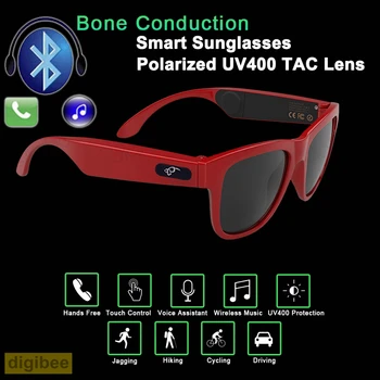 

New Fashion Smart Glasses Touch Bone Conduction Headset UV400 Polarized Sunglasses Bluetooth Wireless Headphone with Microphone