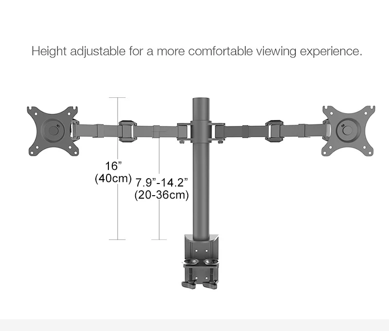 Двойной держатель для монитора полностью регулируемая настольная подставка для двух ЖК-экранов подходит для 1"-30" Максимальная поддержка 10 кг вес на руку