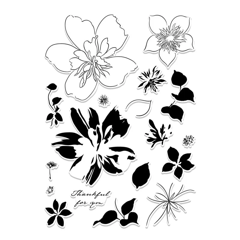 

YaMinSanNiO Flower Floral Clear Stamps and Metal Cutting Dies Scrapbooking for New Craft Dies Set Embossing Stencils