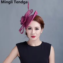 Перо фуксия очарование для вечерние шляпы аксессуары для свадьбы свадебный головной убор повязка Свадебные шапки для женщин Mingli Tengda