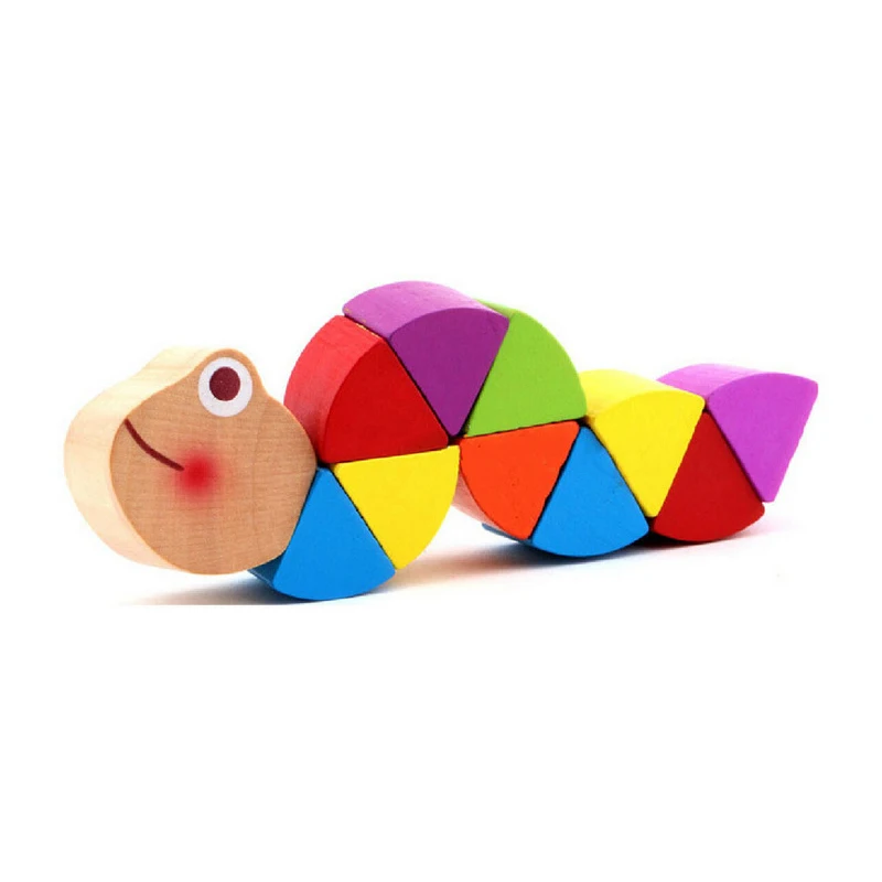 Cute Wooden Baby Toy worm twist puppet gift cognition fun early educational changeable shape wood playmate kids caterpillar toy |