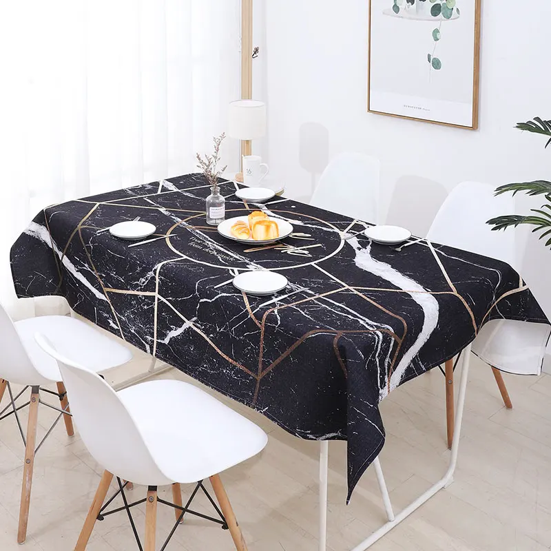 الرخام الأسود طاولة مقاومة للمياه القماش الديكور الأسرة البوليستر المطبخ الزفاف حزب سماط مأدبة سماط الغبار واقية