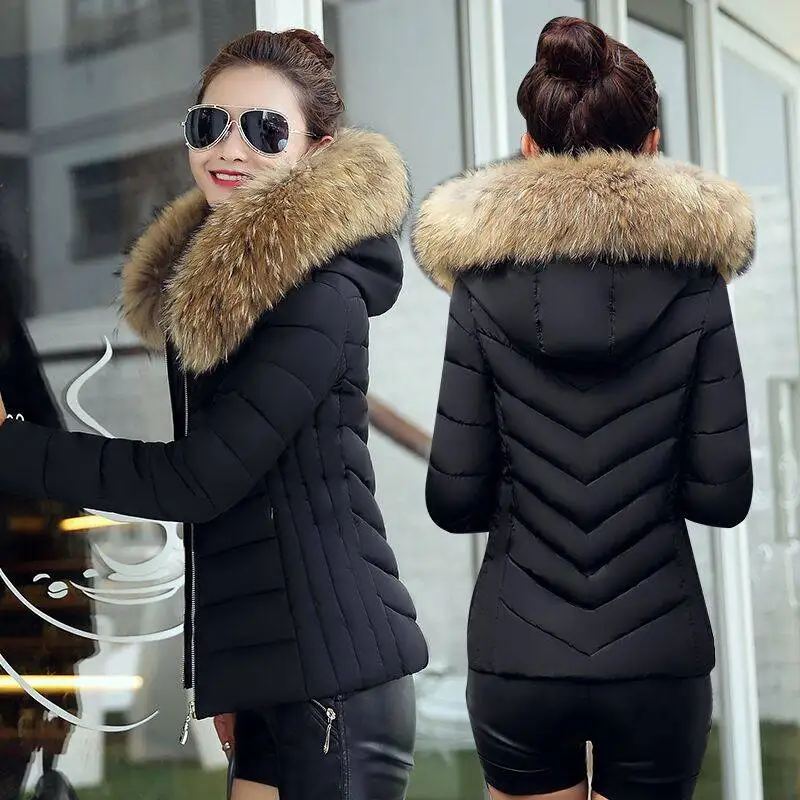 Abrigos mujer invierno 2019 Plus size 4XL sustans cotton zipper hooded short winter jacket women warm parkas coat