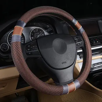 

FLY5D Microfiber Sandwich Steering Wheel Cover Four Seasons General 38 Brown OPP Bag M For Outer Diameter Of 38 cm For Auto