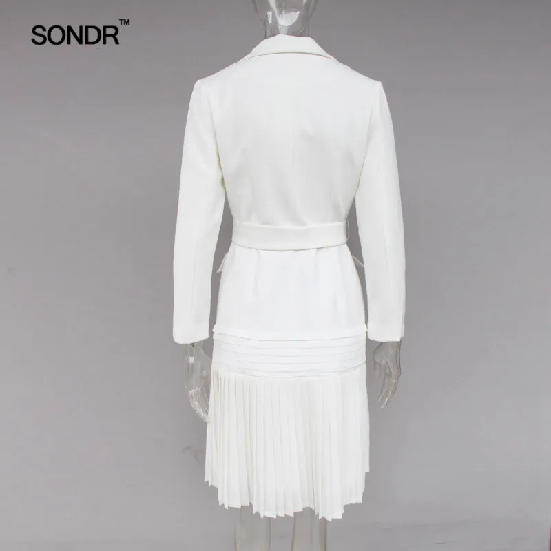 SONDR 2019 Spring Summer Trench Coats Female Long Sleeve Bandage Pleated Hem Elegant Windbreaker For Women Fashion Tide