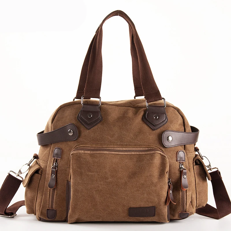 Solid Mens Canvas Bag Crossbody Travel Bag Men Shoulder Bag Messenger Handbag