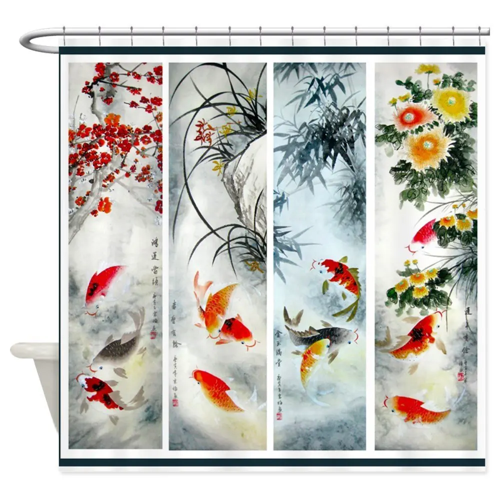 Best Seller Asian Shower Curtain Mat Decorative Waterproof Polyester