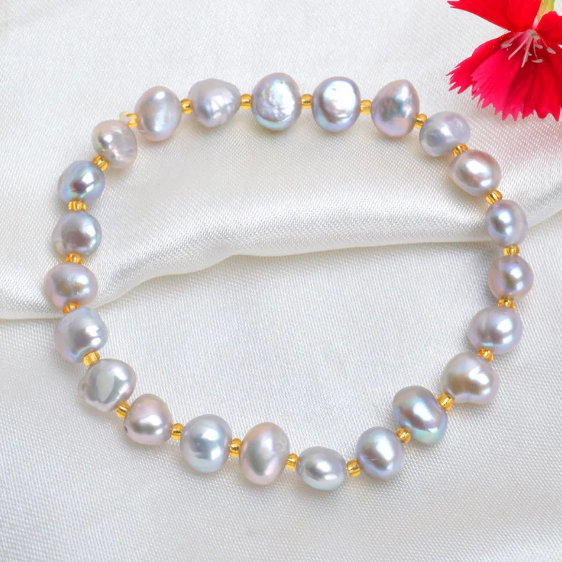 ASHIQI натуральным пресноводный барочный жемчуг браслеты для женщин Кристалл бусины ювелирные изделия подарок