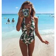 Женский купальный костюм с цветочным принтом, бандаж, Монокини пуш-ап для купания и плавания