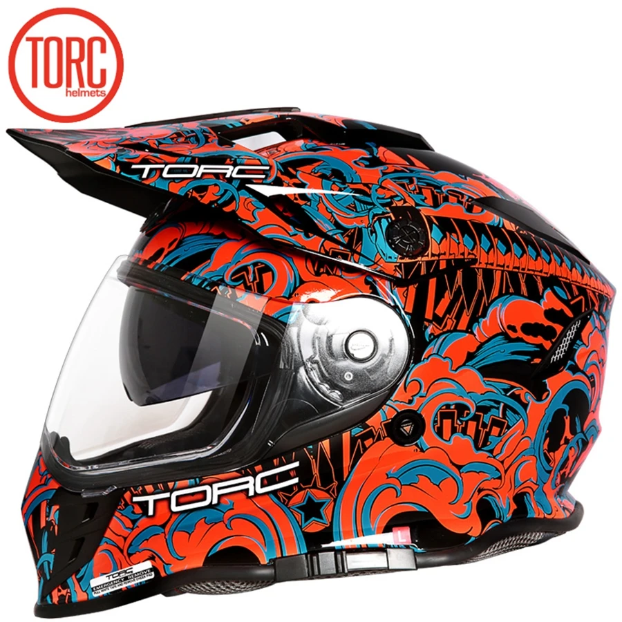 1 шт TORC Full Face DOT ECE Flip Up Racing Off-Road Capacete двойной козырек модульные мото шлемы мотоциклетный шлем