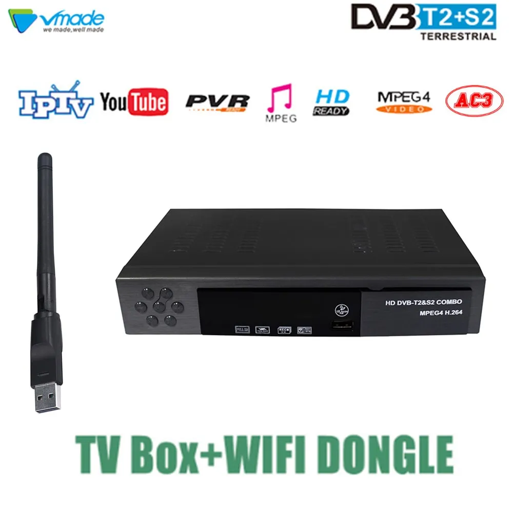 Full HD DVB T2 S2 + WI-FI Dongle адаптер наземного рецепторов Поддержка Youtube спутниковый ресивер для cсcam Dolby AC3 комбо DVB-T2/S2