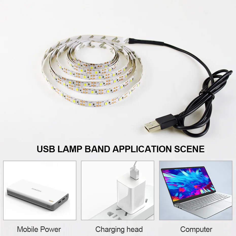 RGB Светодиодная лента Водонепроницаемая 2835 2 м 5 м DC5V Fita светодиодный светильник полоса 60 светодиодный s/M Водонепроницаемая usb Светодиодная лента для украшения дома лампа A1