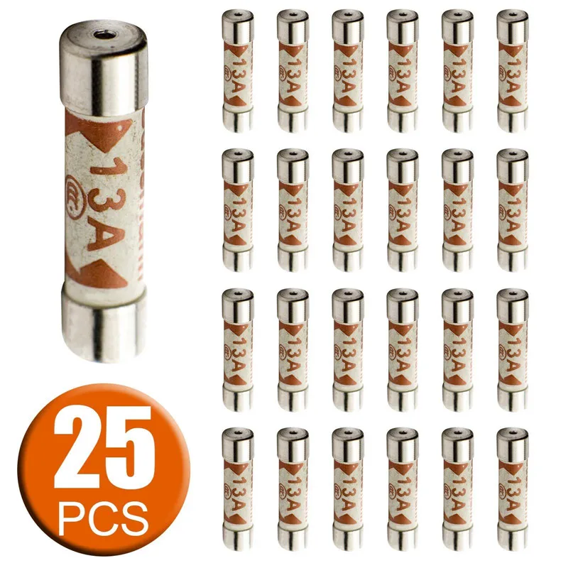 

25Pcs/Set 13A Domestic Fuses Plug Top Household Mains 13AMP Cartridge Fuse