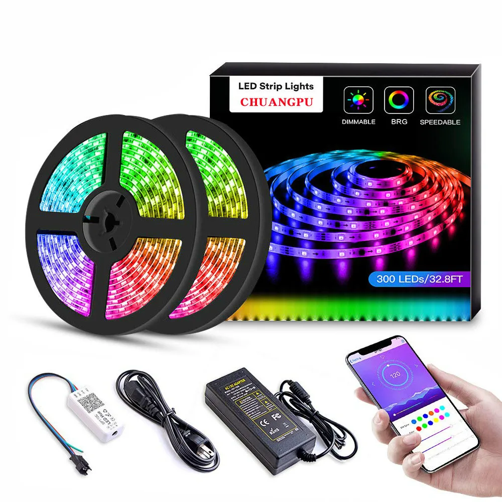 Bluetooth sem Fio Controle de Telefone Luz de Tira Luz Conduzida da Tira Rgb Inteligente Tiras Ip65 Neon Flexível à Prova d’ Água Fita Fita Diodo