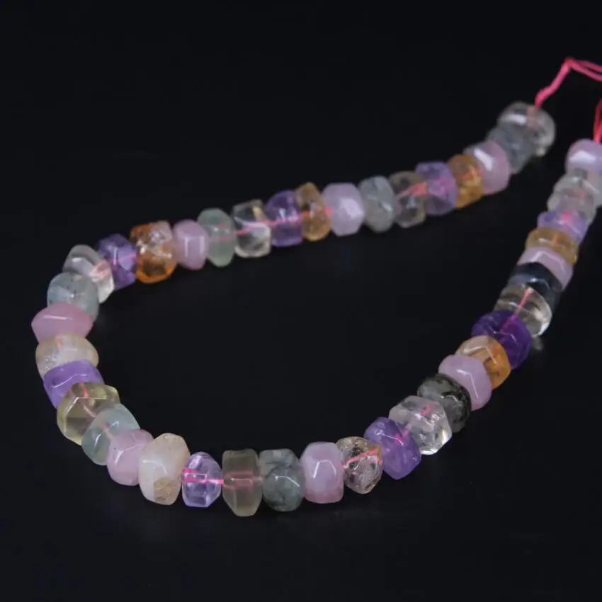 

15.5"/strand Mixture Crystal Quartz Faceted Rondelle Spacer Loose Beads,Rough Gems Stone Cut Nugget Pendants Jewelry Making