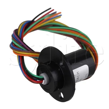 

250RPM 8 Circuits Metal Black AC/DC 240V Mini Capsule Slip Ring Hat Type