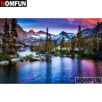 

HOMFUN Full Square/Round Drill 5D DIY Diamond Painting "Lake scenery" Embroidery Cross Stitch 5D Home Decor Gift A08787