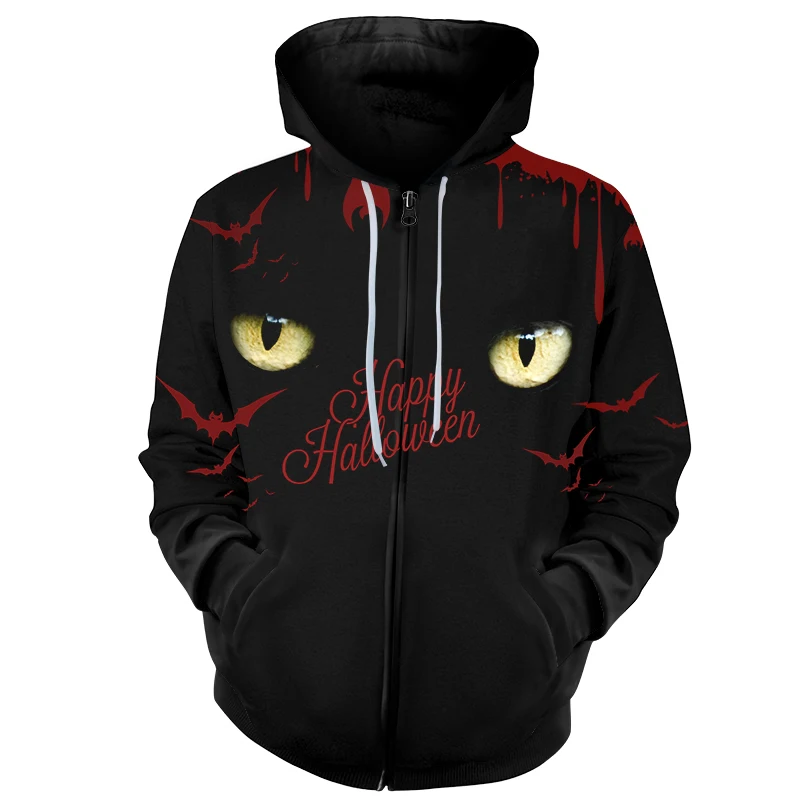 

Cloudstyle Bat Hoodies Male Fashion Sweatshirt 3D Monster Eye Printed Tracksuits Hip Hop Unisex Pocket Hooded Zipper Coat Zip Up