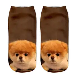 Новый 1 пара 3D хлопковые носки с принтом собаки Повседневное милая, стильная низкая носки до лодыжки Рождество леди ПЭТ печатных носки